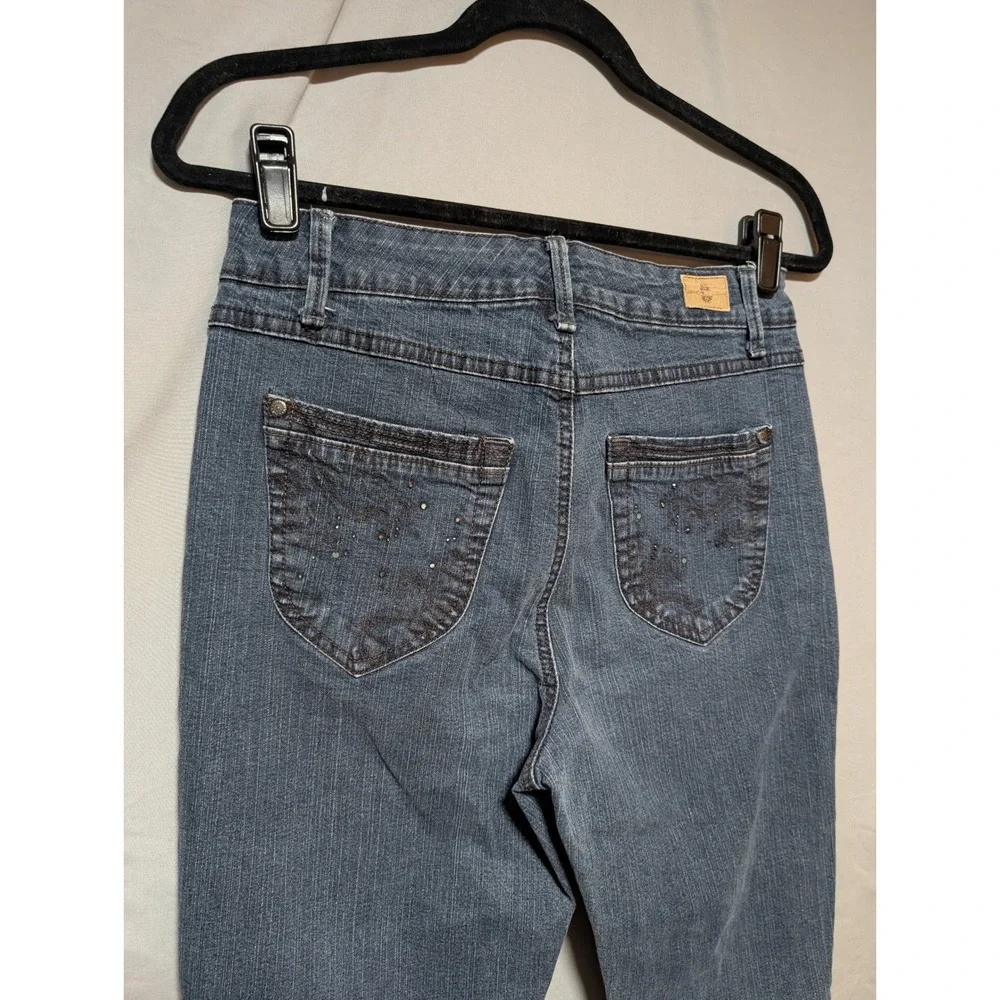 Bandolino Blu Medium Wash Kitt Belt SLB Missy Skinny Jeans Faux Gems‎ Size 8